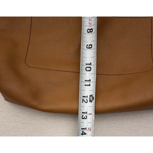 Fossil Amelia Hobo Crossbody Shoulder Bag Brown Leather With Stripe Fabric - Picture 7 of 10